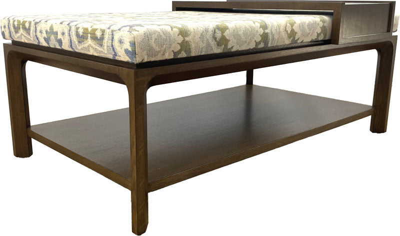 Custom ottoman table in white oak, angle view