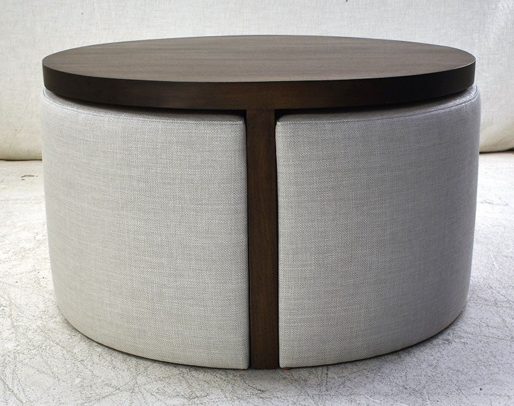 Coffee table with wedge ottomans