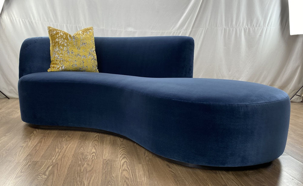 Front view, custom curved sofa