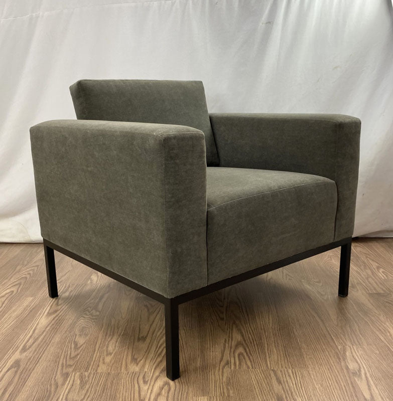 Custom arm chair with metal base