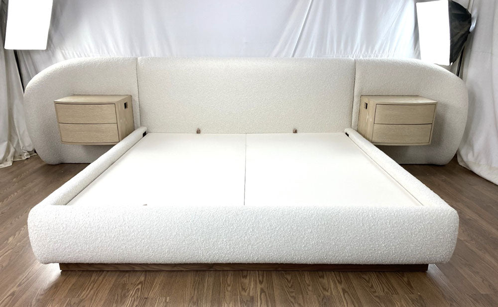 Custom coved bed with built-in floating night stands