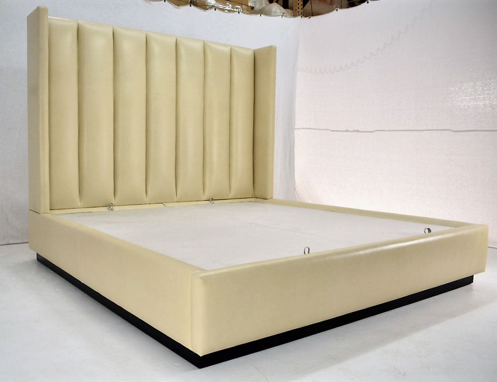 Leather bed with vertical channels