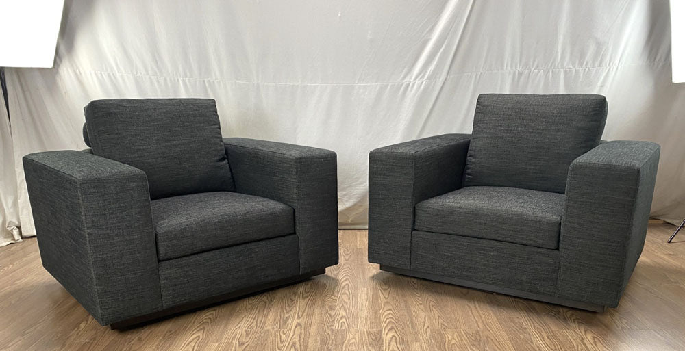 Pair custom swivel chairs