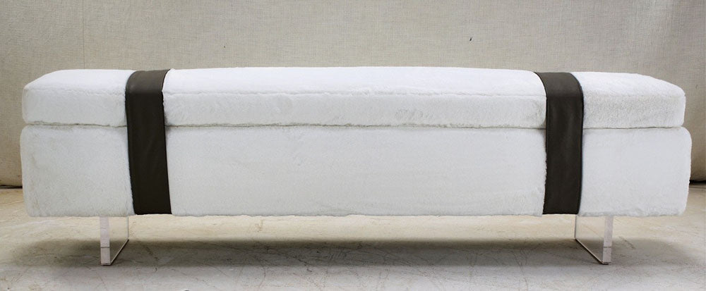 Custom fur bench with leather straps