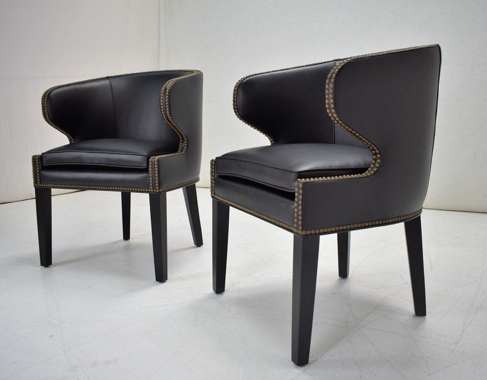 Side view, pair of Grant chairs in leather