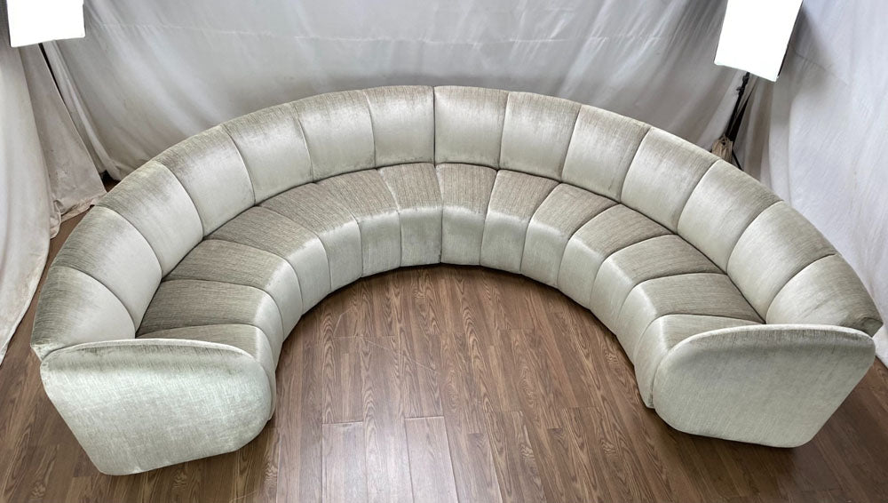 Custom curved channeled sofa