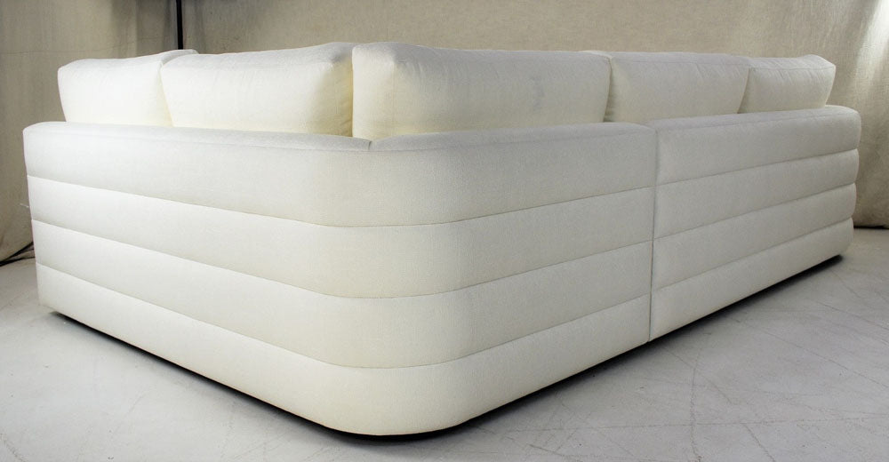 Custom sectional with outside horizontal channels, side & back view