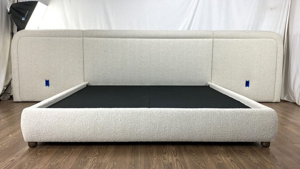 Rebecca bed in Neo Cream with built-in outlets