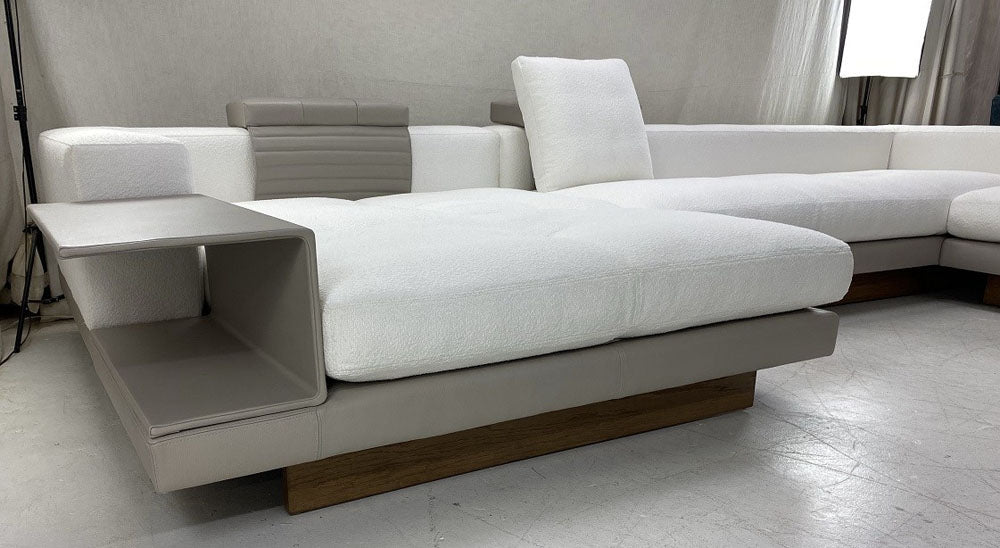 Custom leather & fabric sectional