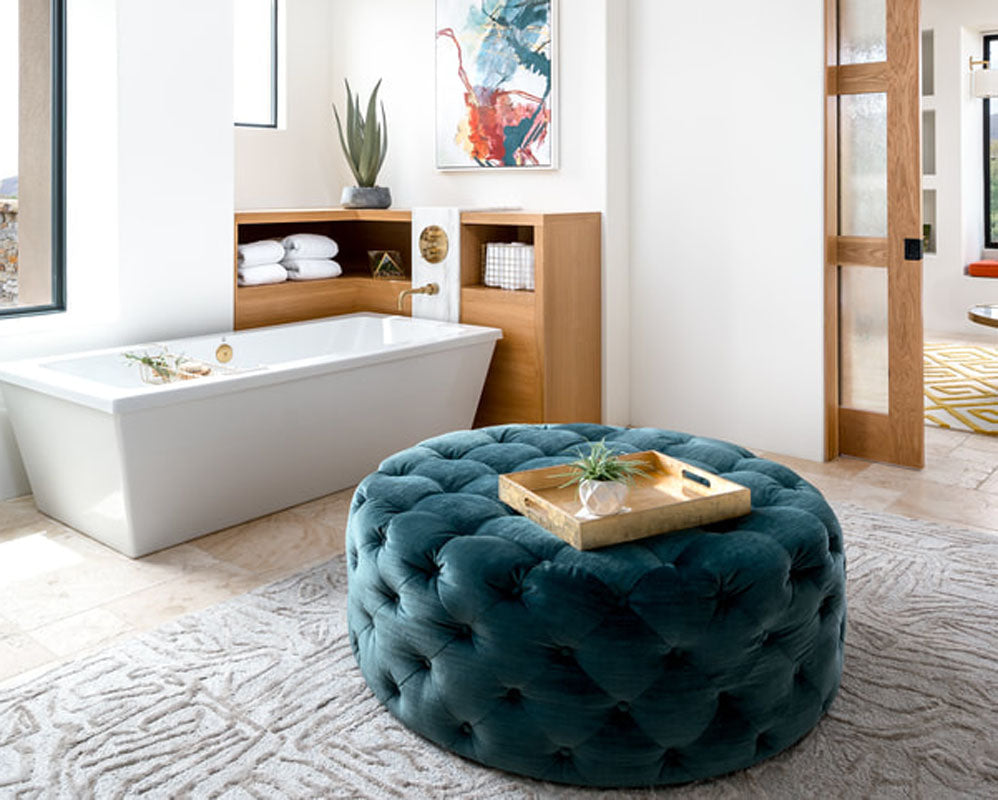 Diamond tufted ottoman